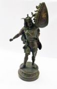 Pair of spelter figures of knights, on circular bases (af), 52cm high approx.   Condition Report