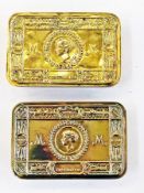 Two WW I Princess Mary Christmas gift tins, one with contents (2)    Live Bidding:  Please contact