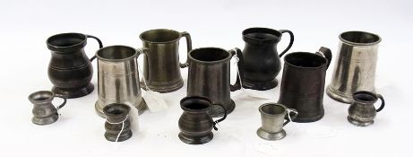 Seven Victorian pewter various half-pint measures and five smaller measures    Condition Report