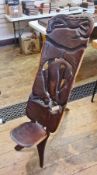 Malawi African carved hardwood folding chief's chair   Condition Report  Please contact the