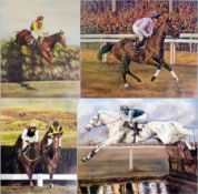 Four limited edition colour prints 
After Amanda Gooseman 
Horse racing subject matter, signed,