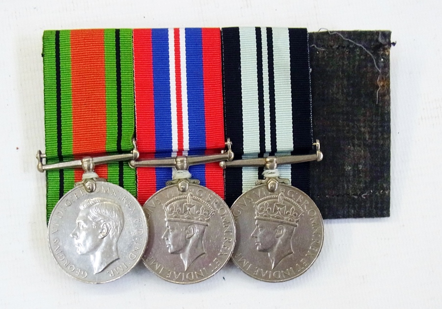 WW II medal group of three, defence, war and India service medal    Condition Report  Please contact