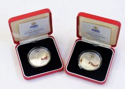 Silver proof £5 coin, 1997 (2), uncirculated in case of issue   Live Bidding:  Please contact the