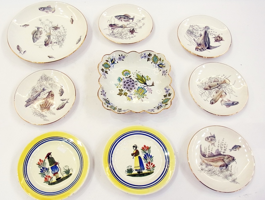 Staffordshire square 'Old Foley' dish, two Quimper dishes and sundry others    Condition Report