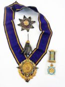 Masonic items including:- silver and enamel medal (1 box)    Condition Report  Please contact the