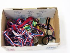 Various assorted sports medallions, to include:- marathons, karate, etc. (1 box)    Condition Report