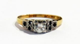 18ct gold diamond ring set with single stone, shoulder diamonds missing, approximately 0.5ct