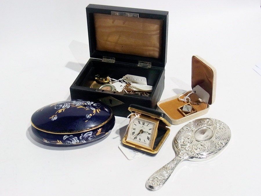 Quantity of costume jewellery, silver thimble, jewellery boxes and a hand held mirror (1 box)