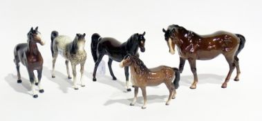 A quantity of Beswick horses and fouls (5) (one with broken leg)