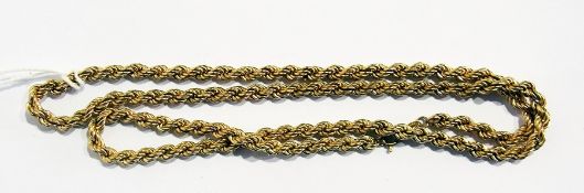9ct gold chain link necklace, rope-twist pattern, 8g approx.