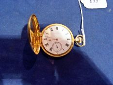 An 18ct gold hunter pocket watch, by Jonathan Jones, 383 The Strand, no.28564, with enamel dial