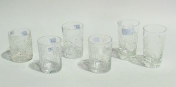 23 Russian cut-glass tumblers in various sizes and patterns