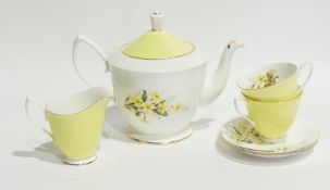 Royal Albert bone china part teaset, cream ground with yellow flowers