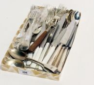 Quantity of plated flatware to include: dinner forks, dessert forks, dessert spoons, knives etc. and