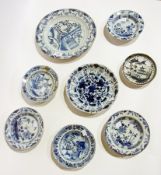 A quantity of Chinese blue and white to include:- trinket dish, plates, bowls, etc. (8)