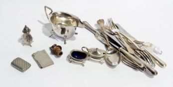 A quantity of silver plate to include:- flatware, gravy boat, cruet sets, etc.