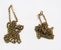 Two 9ct gold chain link necklaces, 9g approx.