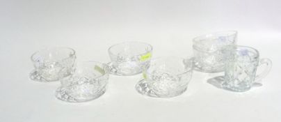 Set of six cut-glass sundae bowls and a cream jug (7)