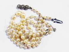 A string of graduated cultured pearls
