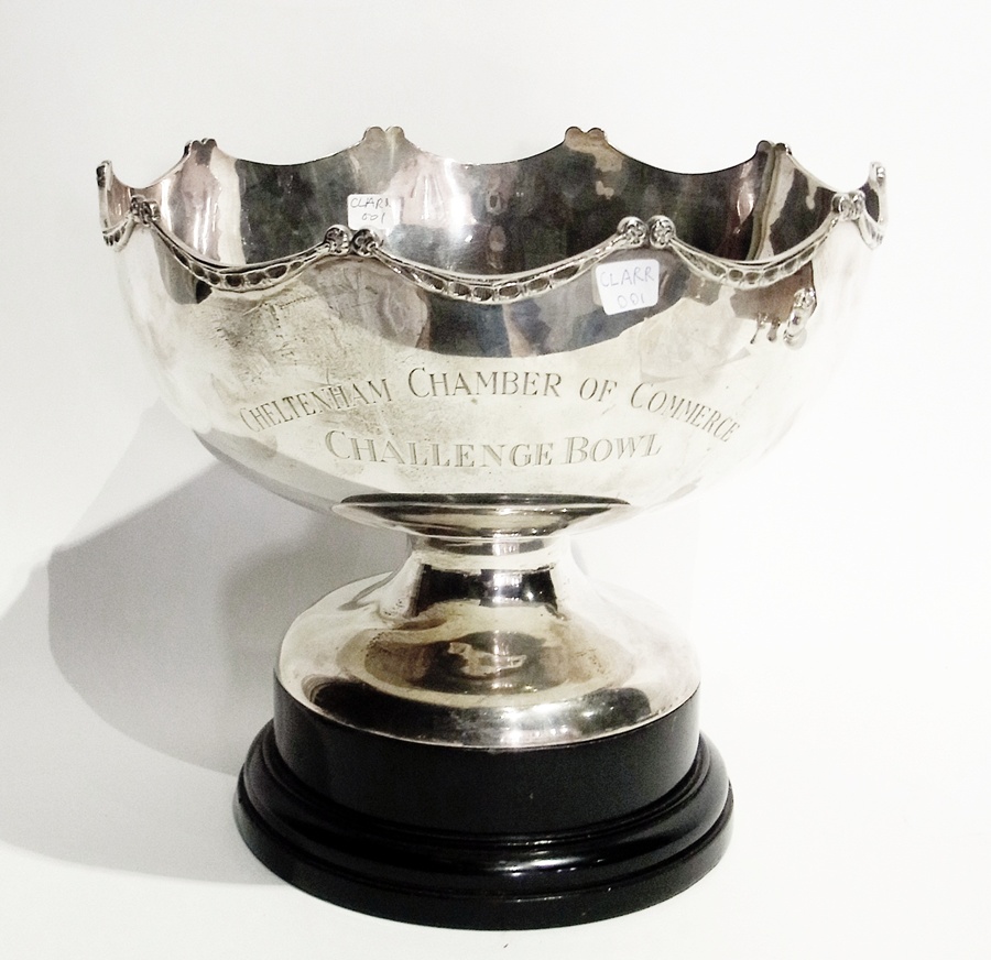 A George V silver "The Cheltenham Chamber of Commerce Challenge Bowl" presentation punch bowl,