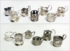 Various Russian white metal tea glass holders of various designs (13)