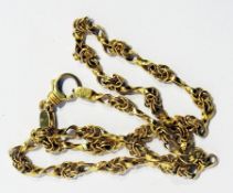18ct gold ornate chain necklace, multiple knot and twisted loop pattern, 37g approx.