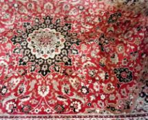 Persian style rug, red ground with cream foliated decoration