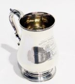 A Victorian silver trophy mug, of baluster-form with foliate handle, "Chepstow Farmers Cup 1871",
