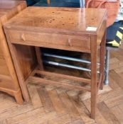 An oak side table by Kenneth Desmond Lampard, Cotswold School, with single drawer, 62cm wide (ink