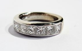 18ct white gold and diamond half eternity ring, set princess cut stones, 1.9ct approx.