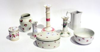 A quantity of china including:- German porcelain rose-decorated dressing table set and further