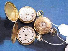 A gold-plated hunter pocket watch, by Thomas Ross & Son of Liverpool, with enamel dial and