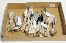 A part canteen of silver plate cutlery, to include:- dinner knives, tea knives, dinner forks,