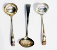 A pair of Victorian silver gravy ladles, Sheffield 1899, together with another, London 1778 (3)