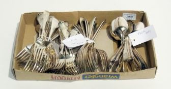 A quantity of silver plate flatware, mostly Old English pattern to include:- dinner forks, dessert