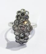 18ct gold platinum and diamond dress ring, having central circular diamond, approximately 0.35ct,