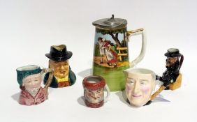 A quantity of character jugs and pewter lidded tankard (6)
