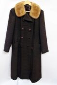 A vintage long brown coat with fur collar, an Aquila Alpacca long black coat and a long black