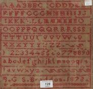 Victorian alphabet sampler by Braddon 1878