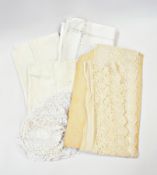 A quantity of table linen and pieces of lace (1 box)