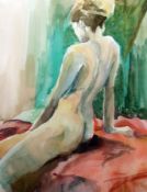 Watercolour drawing 
Jan Godman 
Study of a nude female figure, signed, 49cm x 37cm and