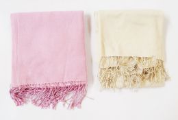 Four cream pashminas and a pink pashmina (1 box)