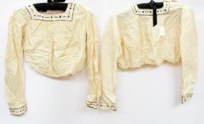 Two Edwardian bodices with blue detail to collar (af) and an Edwardian nightdress and