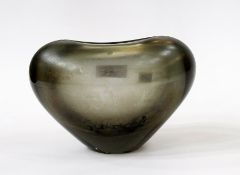 Holmegaard studio glass vase, ovoid, smoky, Per Lutken monogram to base, no. 15919, 10.5cm high