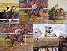 Four limited edition colour prints 
After Amanda Gooseman 
Horse racing subject matter, signed,