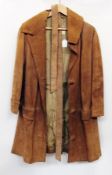 A 1960's suede long coat with belt