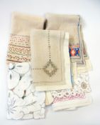 A quantity of linen to include:- table mats, table cloths and other pieces (1 box)