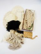 A quantity of assorted pieces of lace, black lace and table linen (1 box)