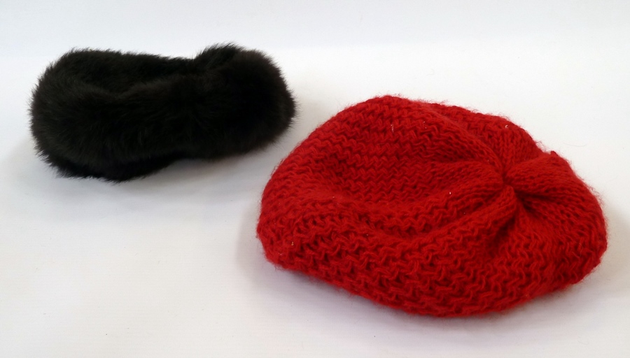 Assorted hats to include:- knitted hat, faux-fur hat and others (1 box)