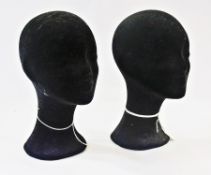 Pair of hat display heads, black